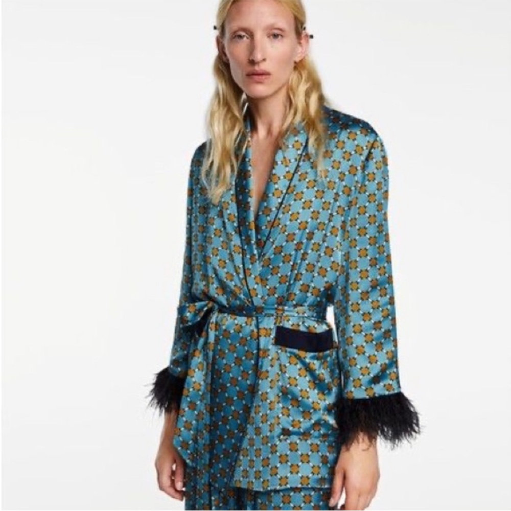 Zara silk belted blazer